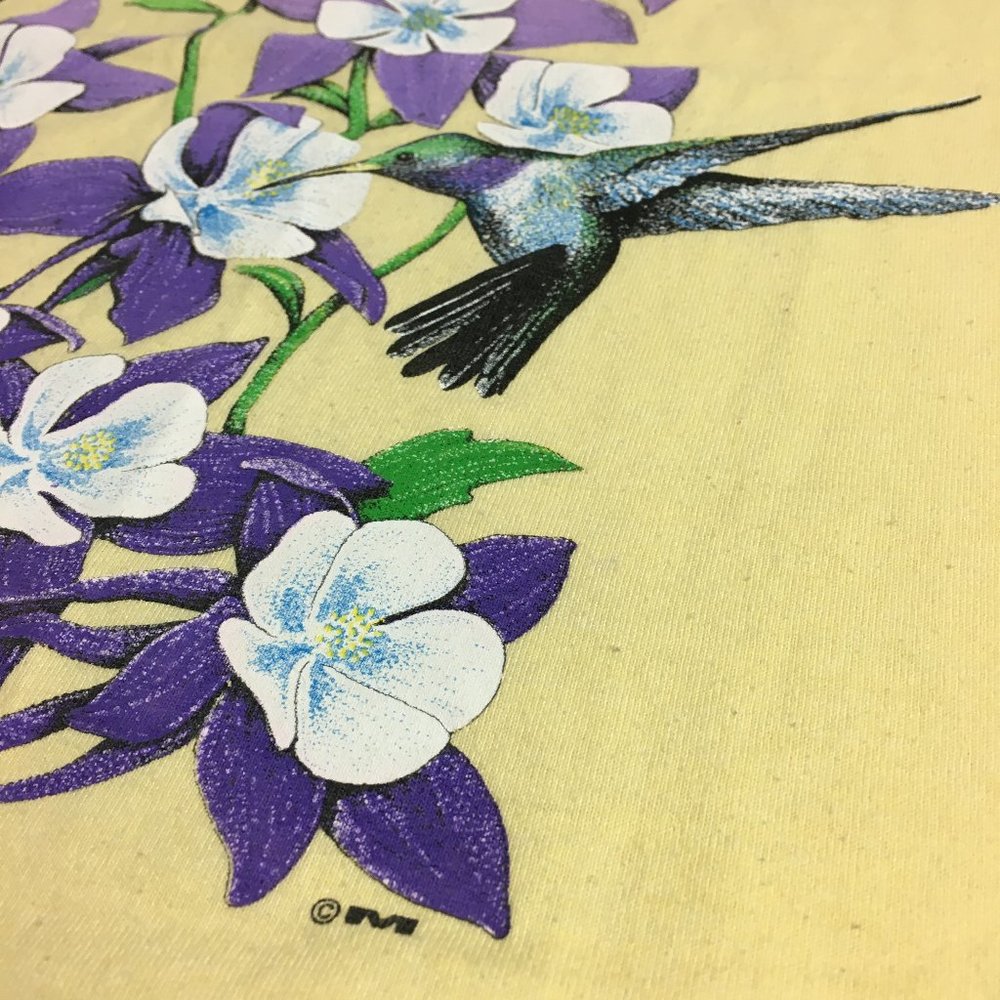 Vintage‎ 80s Flower Hummingbird Single Stitch 80s Tshirt - Picture 6 of 6